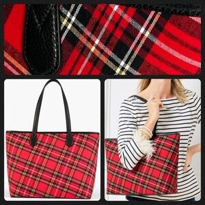 Talbots Vibrant Red Checkered Tote